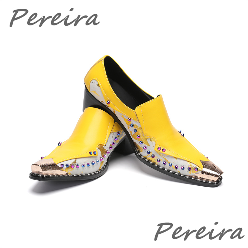 Scarpe da uomo in pelle con st - Men Shoes Yellow recensione e prezzo